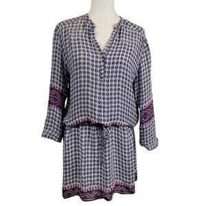 dolce vita Women's Printed Silk Drawstring Waist Blouson Mini Dress Size Large